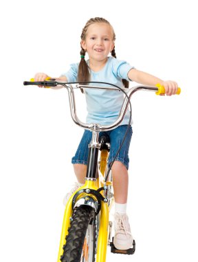 Bisiklet izole kız