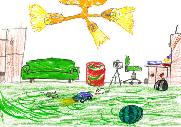 room interior. child drawing