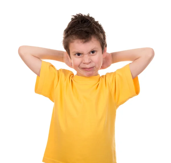 Retrato de niño feliz en blanco —  Fotos de Stock