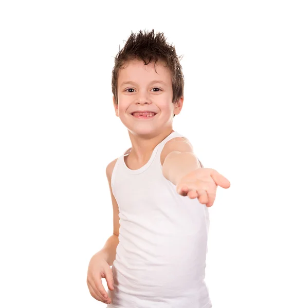 Portret chłopca w białej koszuli — Zdjęcie stockowe