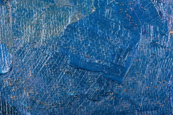 Abstrakt blå oljemålning på duk. — Stockfoto