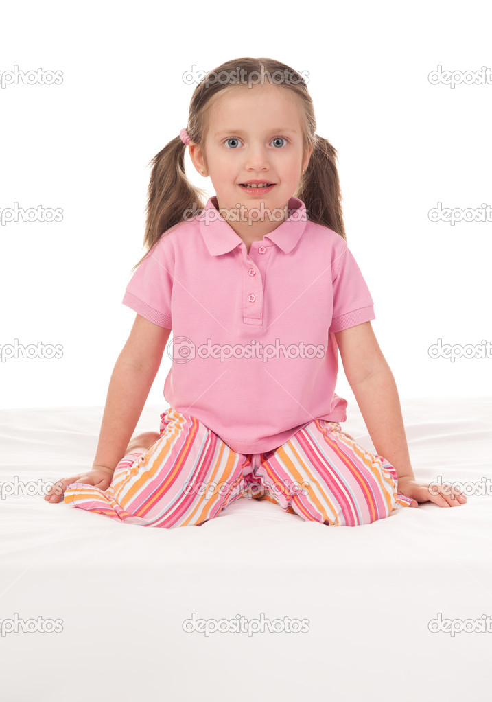 Girl in white bed ⬇ Stock Photo, Image by © soleg 44505045