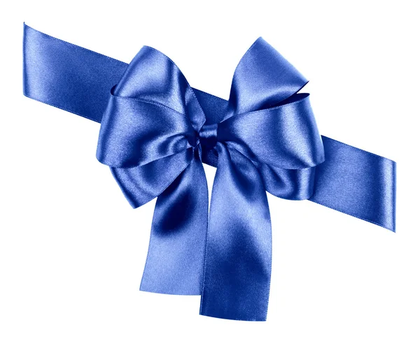 Blue bow made from silk ribbon — Stock Photo, Image