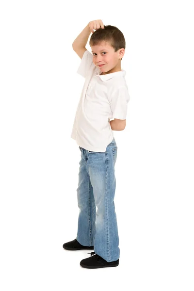 Chico posando en blanco — Foto de Stock