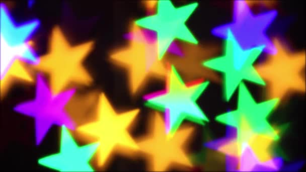 Iluminación Estrellas Coloridas Para Vacaciones Fondo Boke Abstracto — Vídeo de stock