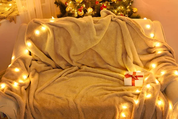 Ünnepi Otthon Belső Wew Vagy Karácsonyi Dekoráció Éjszaka Szoba Ünnepi — Stock Fotó