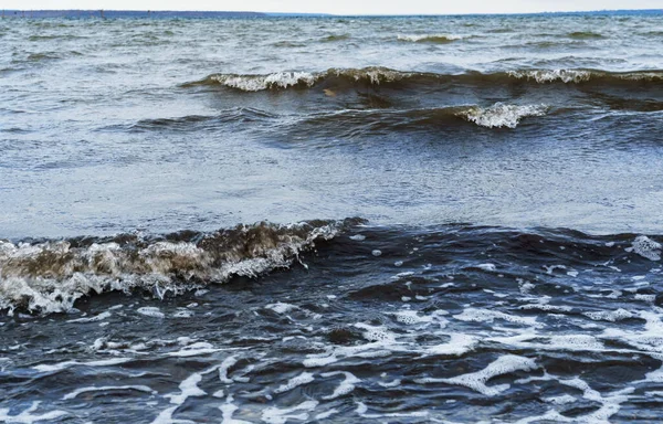 Dramatic Seascape Gloomy Sea Waves Dark Moody Sky Wild Landscape — Stock Photo, Image