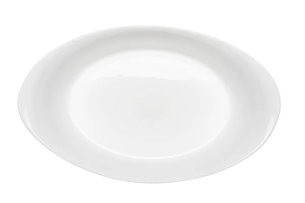 One White Plate Dish Large Detailed White Background Real Photo — Stock Photo, Image