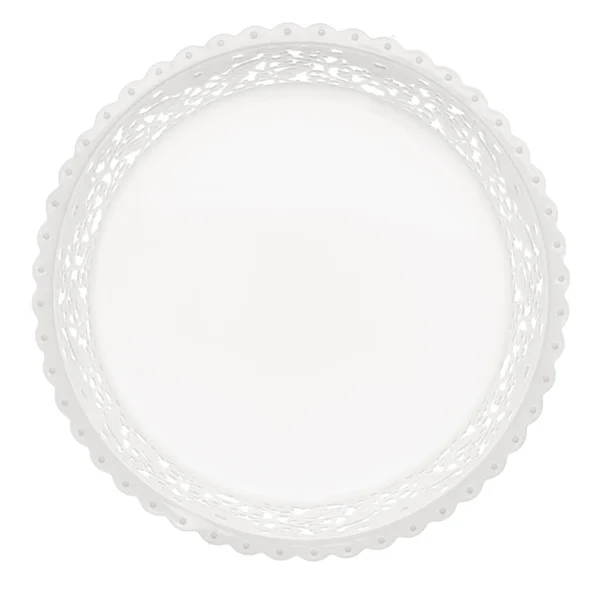 Une Serviette Ronde Blanche Grande Détaillée Sur Fond Blanc Une — Photo