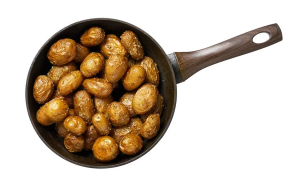 Roasted Potatoes Frying Pan Whole Cooked Food Delicious Crust One — Stock Photo, Image