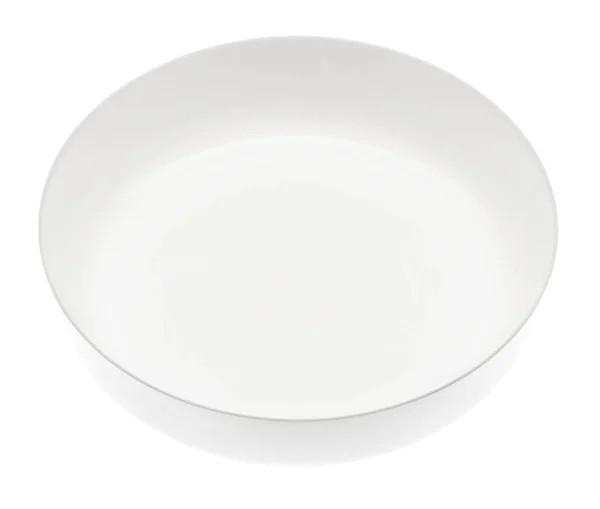 Une Assiette Ronde Blanche Plat Grand Détaillé Sur Fond Blanc — Photo