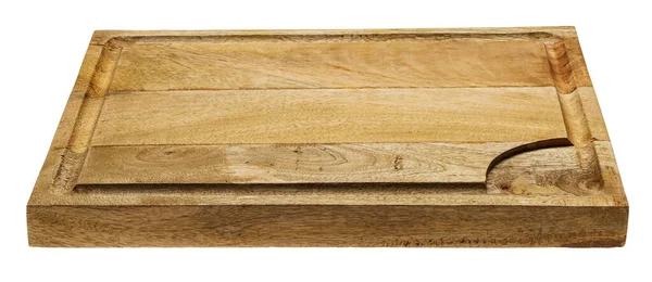 Jedna Drewniana Deska Krojenia Prawdziwe Zdjęcie Odizolowanego Obiektu Białym Tle — Zdjęcie stockowe