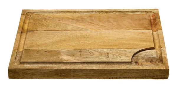Jedna Drewniana Deska Krojenia Prawdziwe Zdjęcie Odizolowanego Obiektu Białym Tle — Zdjęcie stockowe