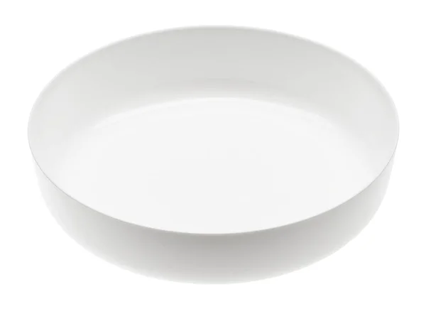 Une Assiette Ronde Blanche Plat Grand Détaillé Sur Fond Blanc — Photo