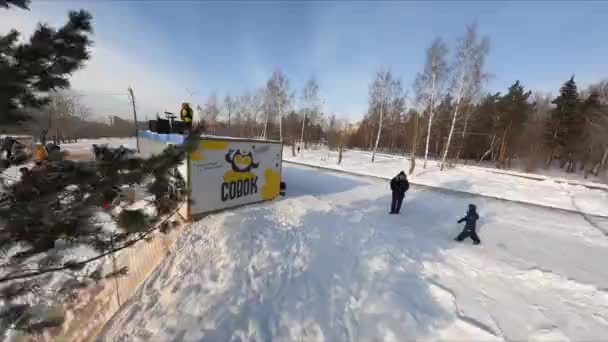 Sibirya Snowboard Yapmak Rusya — Stok video