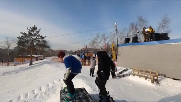 Snowboarding Syberii Rosja — Wideo stockowe