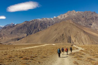 Trekkers in Nepal clipart