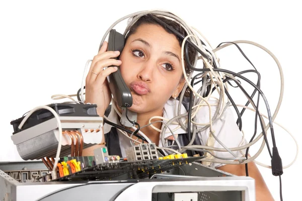 Woman computer panic — Stock Photo, Image
