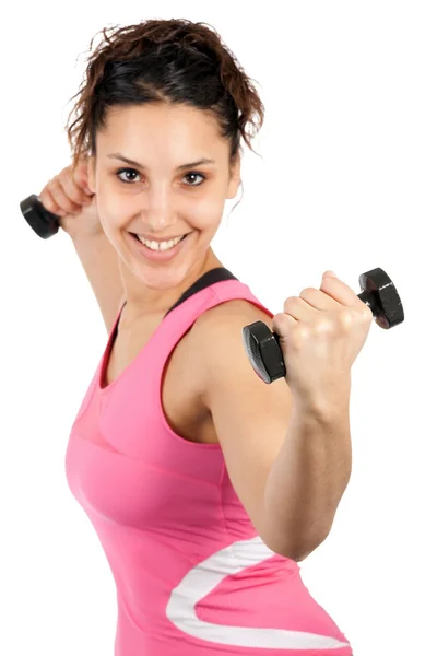 Woman lifting dumbells — Stock Photo, Image