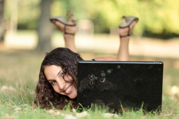 Laptop and fun — Stock Photo, Image