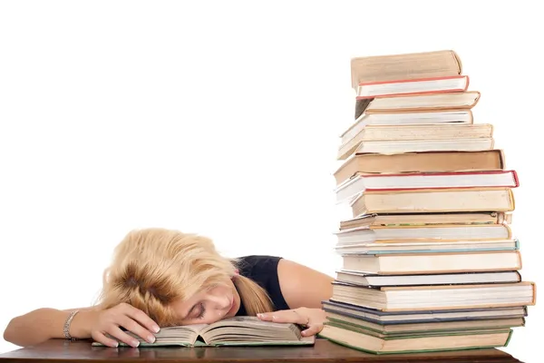 Schoolgirl sleeping — Stock Photo, Image