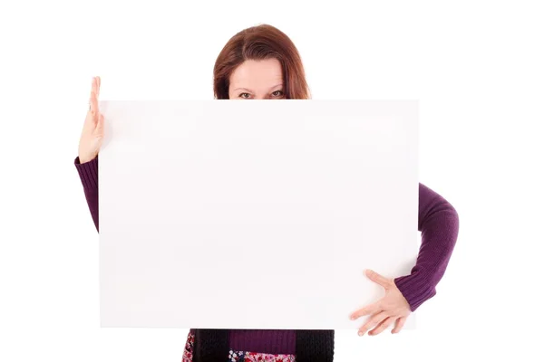 Woman holding board — Stock Photo, Image