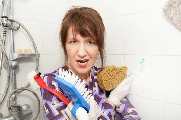 Woman serial cleaner — Stock Photo, Image