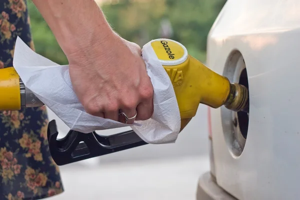 Petrol woman — Stock Photo, Image