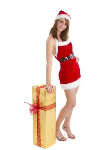 Frau als Weihnachtsgeschenk — Stockfoto