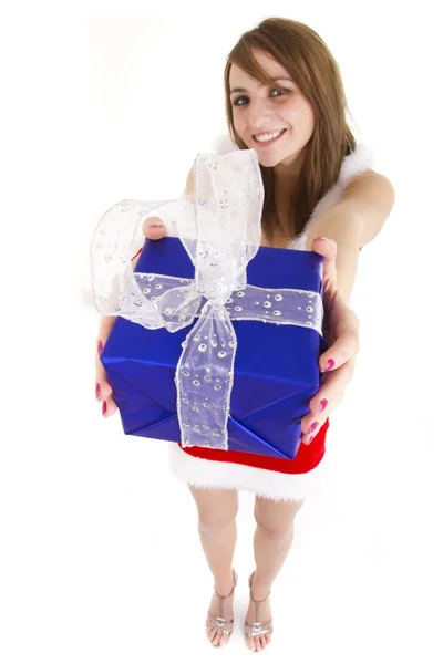 Woman giving present — Stock Photo, Image