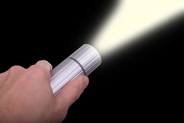 Hand holding flashlight — Stock Photo, Image
