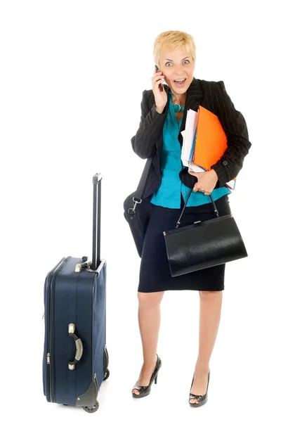 Mujer viajera ocupada — Foto de Stock