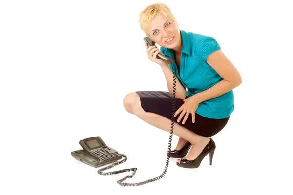 Blond woman phoning — Stock Photo, Image