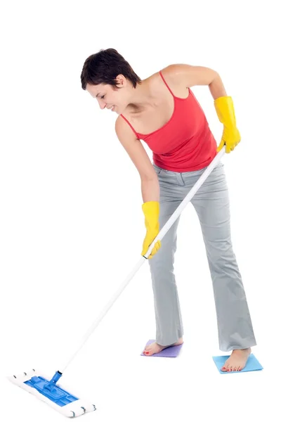 Woman cleaning floor — Stock Photo, Image