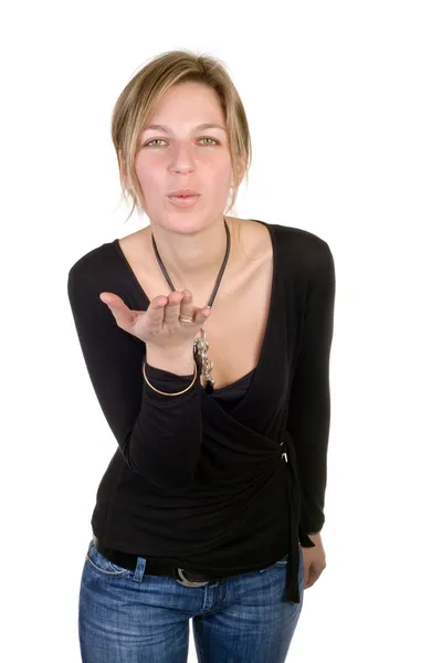 Blond sending kisses — Stock Photo, Image