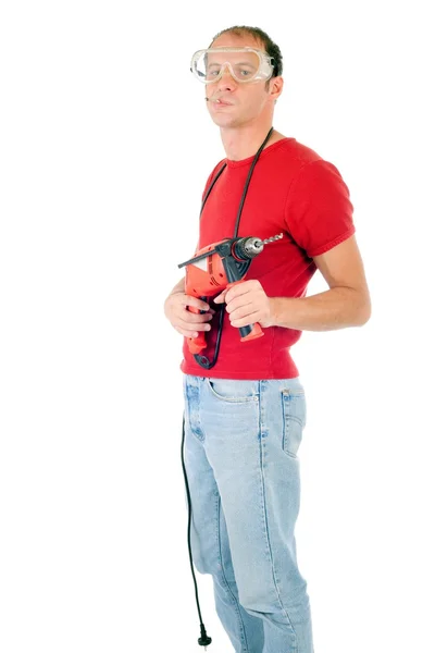 Man holding drill — Stock Photo, Image