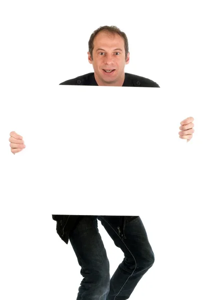 Uomo che tiene cartellone — Foto Stock