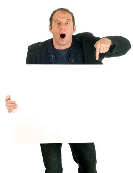 Hombre mostrando cartelera —  Fotos de Stock