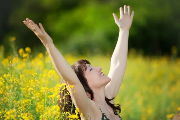 Woman taking a breath Stock Picture