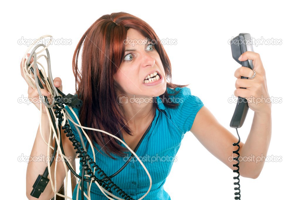woman upset against technology