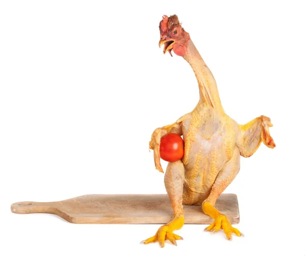 Chicken standing on white — Stock Photo, Image