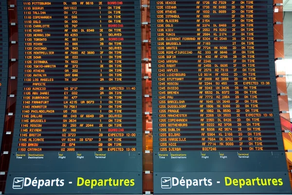 Plane departure board — Stock Photo, Image