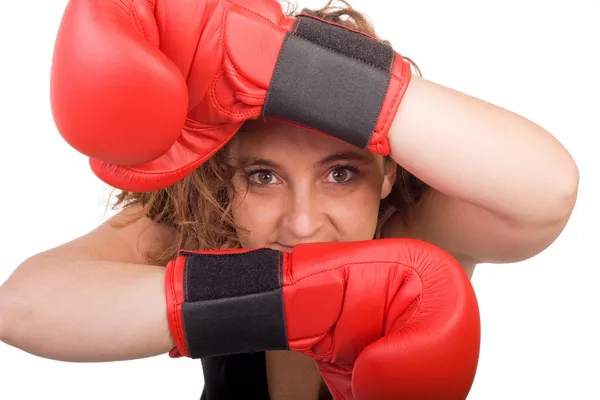 Boxe donna posa — Foto Stock