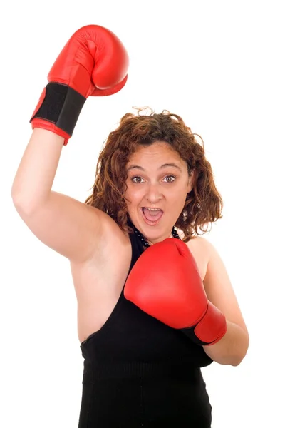 Boxing woman victory — Stock Photo, Image