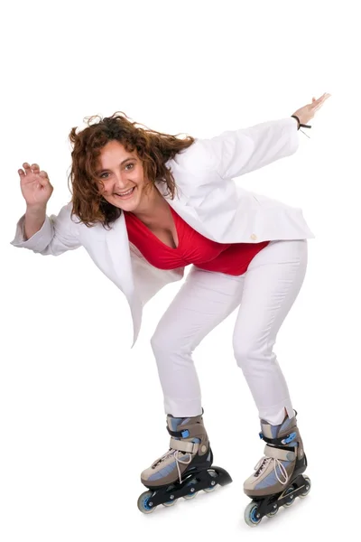 Woman riding rollerskate — Stock Photo, Image