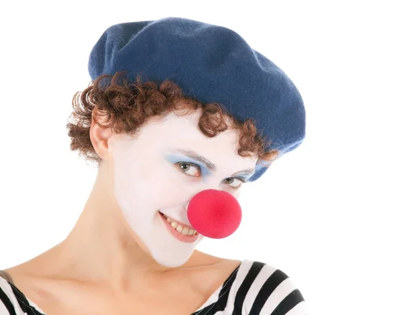 Женщина-клоун улыбается — стоковое фото