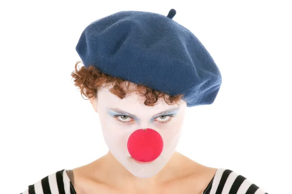 Ernstige clown vrouw — Stockfoto