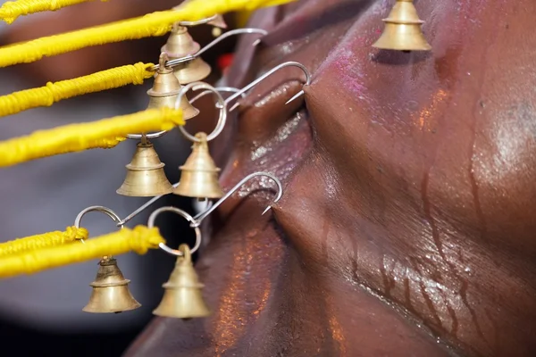 Indian devotee piercing — Stock Photo, Image