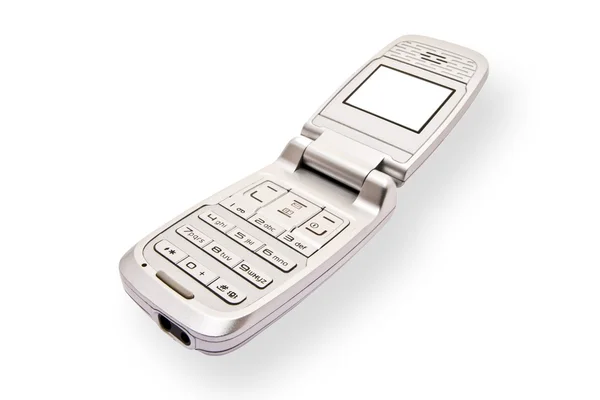 Silver mobiltelefon på vit — Stockfoto