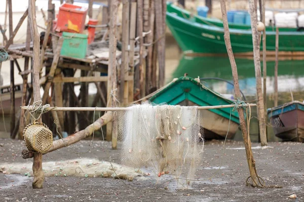 Visnet in de haven — Stockfoto